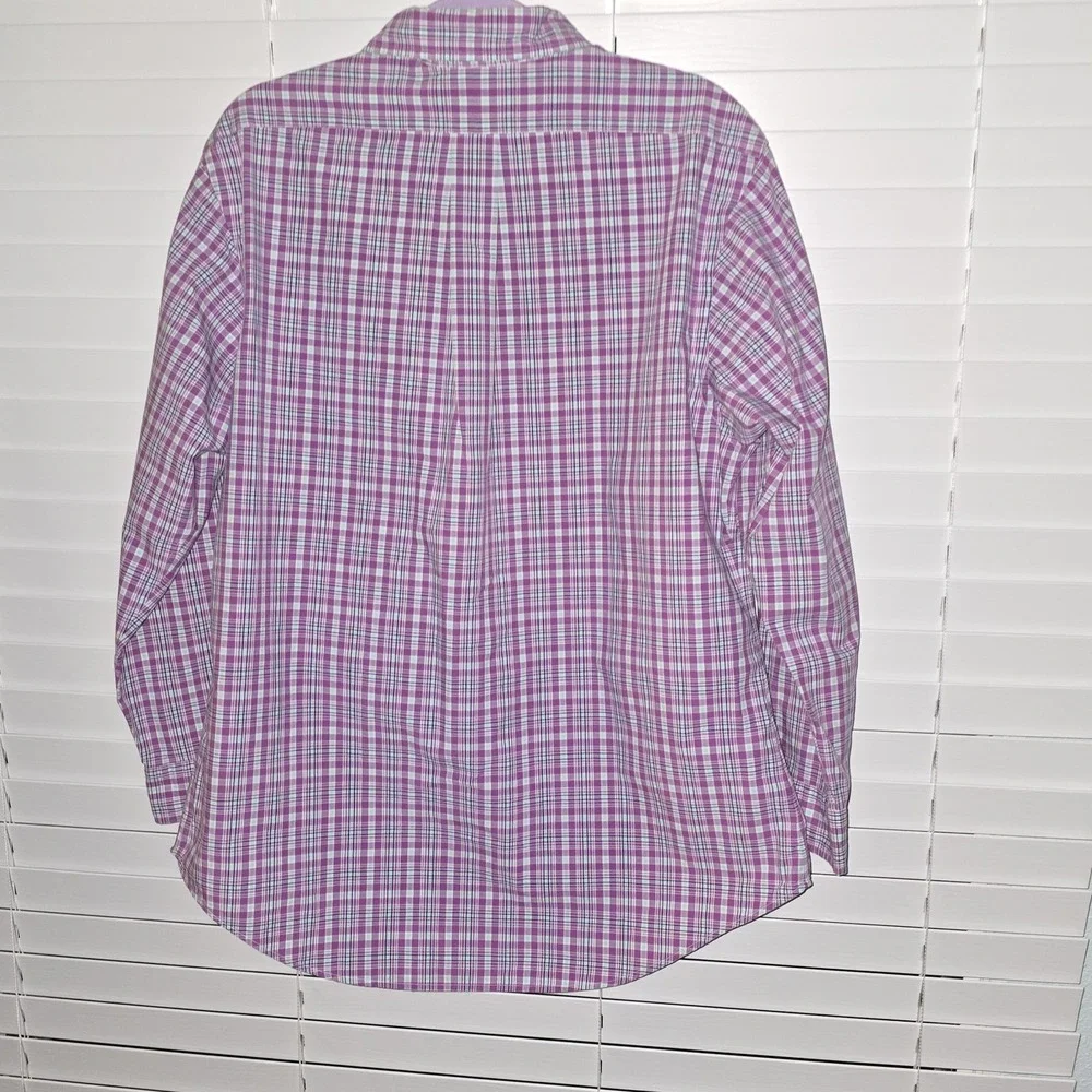 Ralph‎ Lauren Polo Mens Button Down  L/S Shirt Plaid Purple Green 16.5 32/33